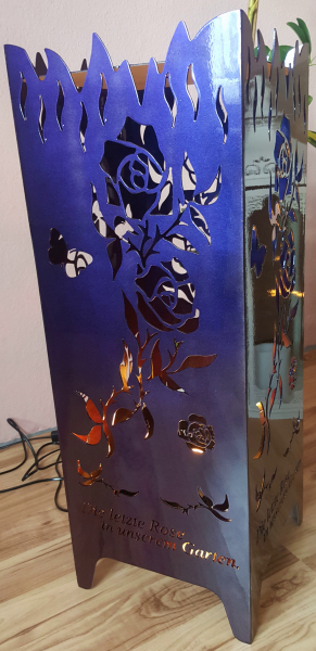 Lackierte Feuersäule "Rose" mit Deckel Deckosäule Stehlampe Lackierte Feuersäule "Rose" mit Deckel Deckosäule Stehlampe